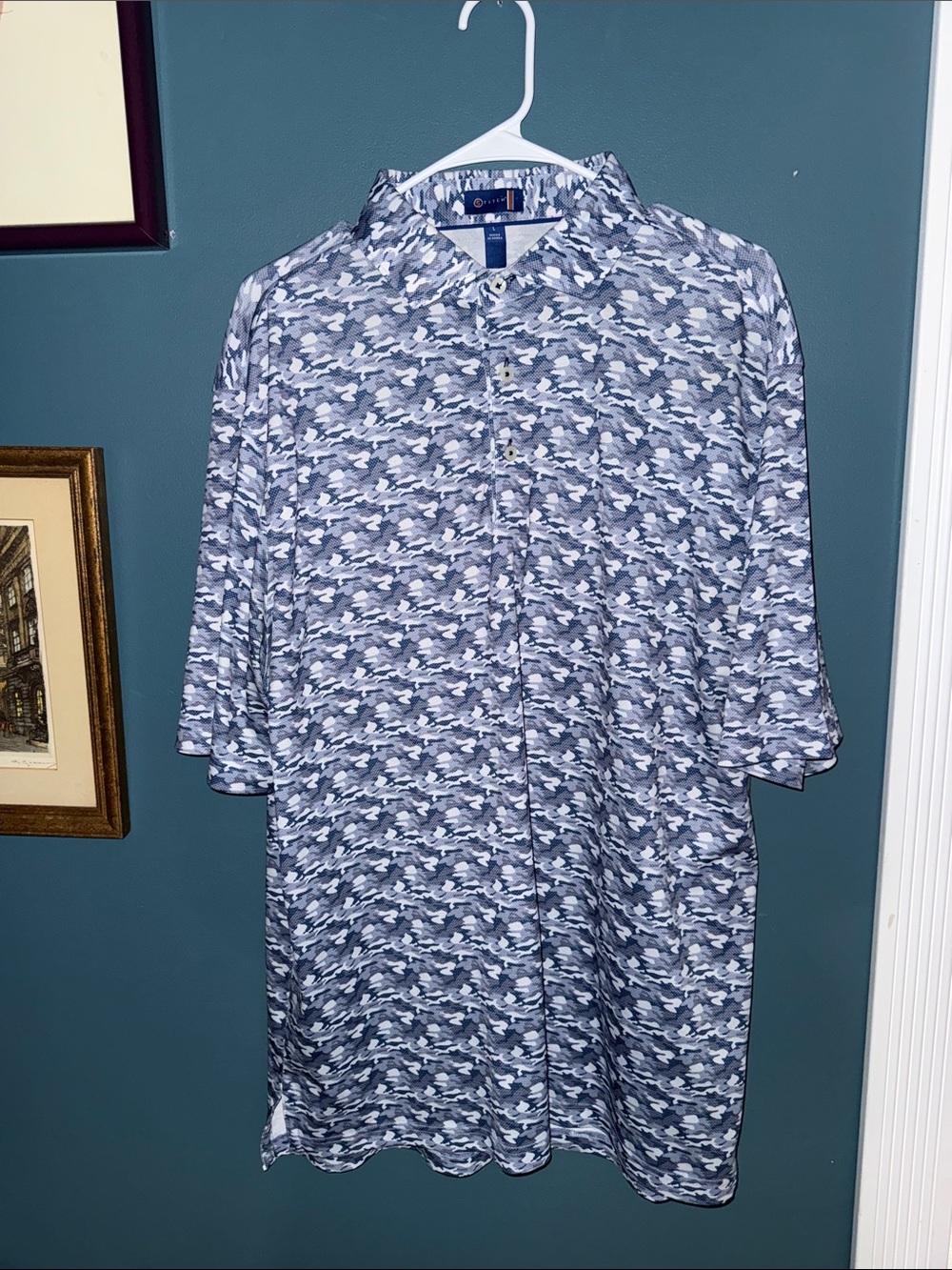 Men's Navy Camo Short-Sleeve Polo - Casual Performance